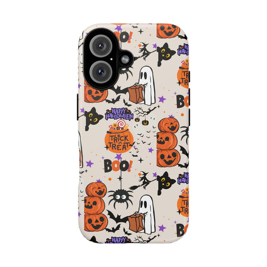 Halloween Phone Case, Spooky Cell Phone Cover, Trick or Treat Design, Ghosts and Pumpkins, Fall Festival Accessory