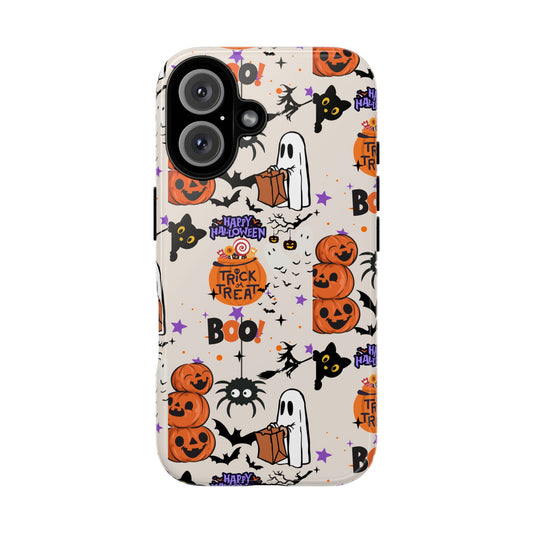 Halloween Phone Case, Spooky Cell Phone Cover, Trick or Treat Design, Ghosts and Pumpkins, Fall Festival Accessory